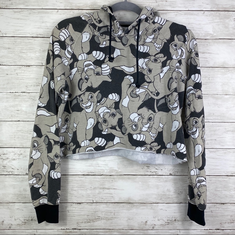Disney Lion King Crop Top Sweater Hoodie Womens SM